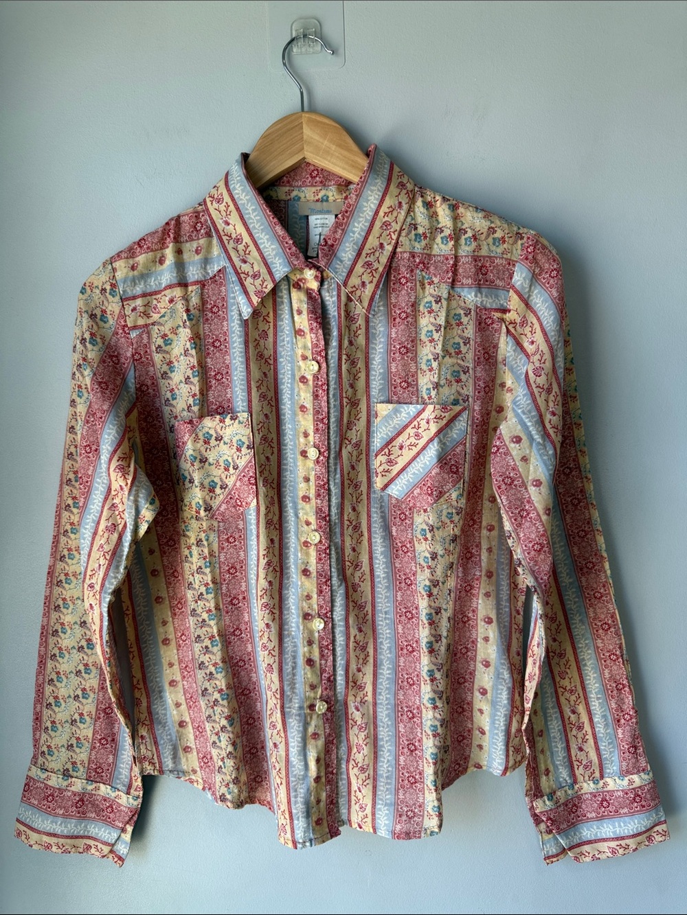 Vintage Western Floral Cowgirl Shirt Cotton Large
